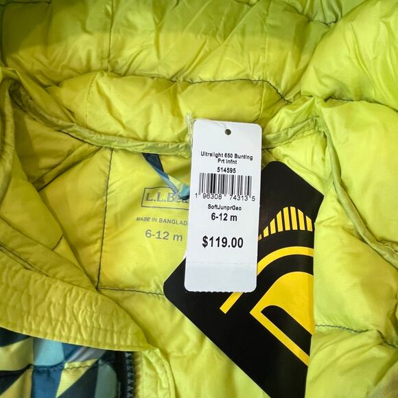 L.L. Bean Infants' Ultralight 650 Down Bunting Snowsuit 6-12 Months NWT - Picture 5 of 12